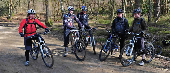 A group of students on a Singletrack Skills course